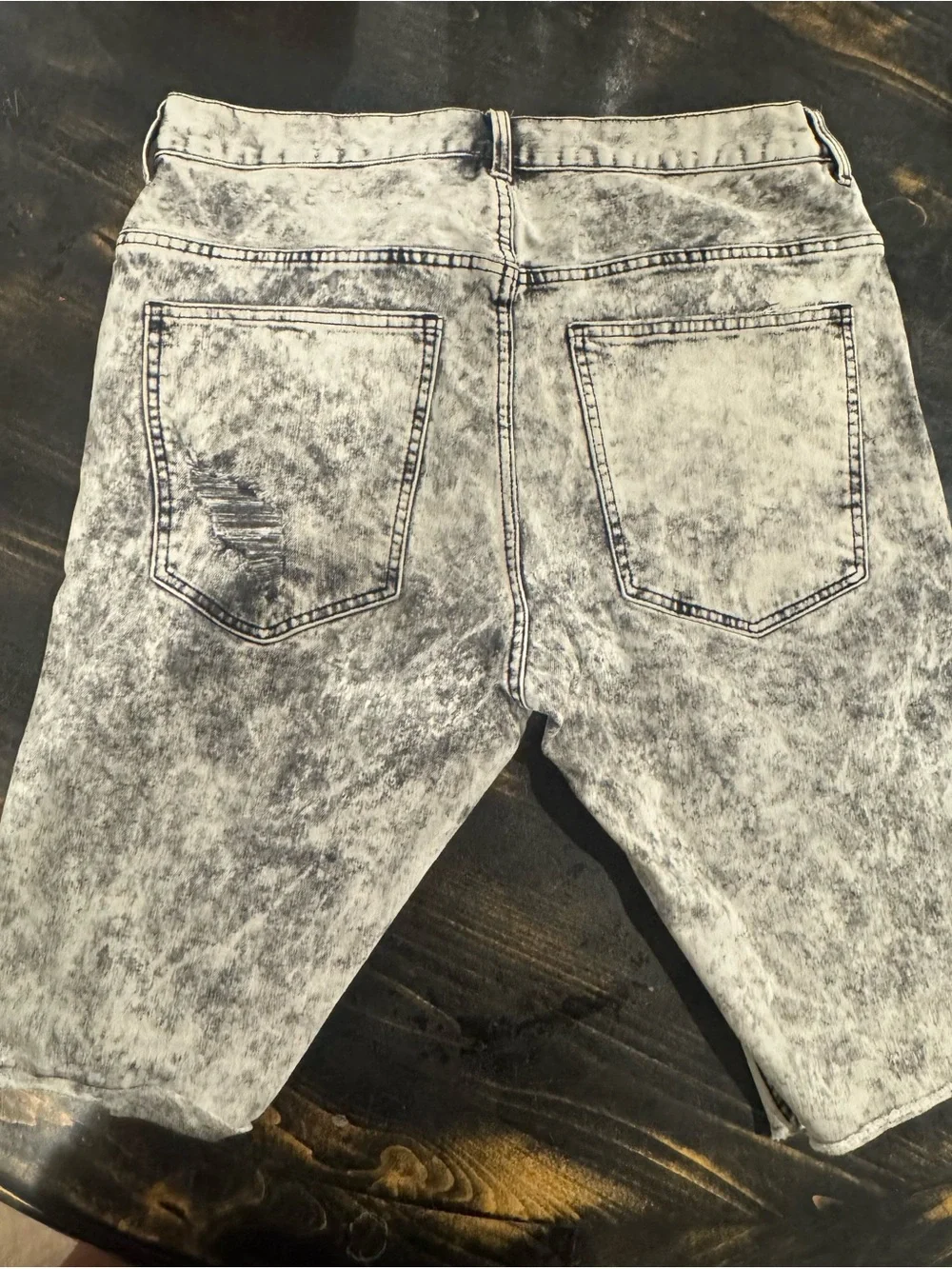 H&M’s Men's Acid Wash Black Denim Shorts - Distressed Style